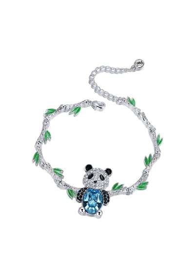 Monemel Kristal Taşlı Panda Bileklik Altın Kaplama B0132 Gümüş - Rodyum
