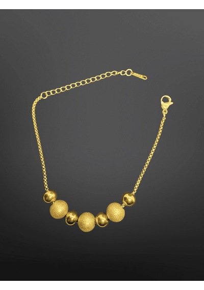 Gold Renk Toplu Model 316l Şık Trend Çelik Bileklik Kumlu Ve Parlak Dokulu Tasarım Gold