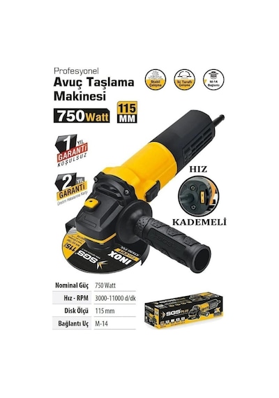 Sgs 511 Devir Ayarlı Avuç Taşlama 115 750 Watt