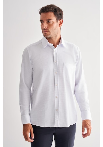 İmza Beyaz Sert Yaka Uzun Kol Cepli Comfort Fit Classic Gömlek 1004255164 Optik Beyaz