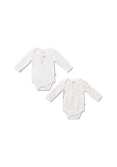 BabyCosy Organic Wear Bebek 2li Uzun Kollu Badi %100 Organik Pamuk, Bebek Ve Yenidoğan Serisi - Csy3052 Ekru