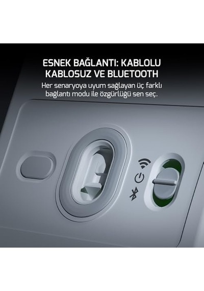 24.000dpı Triple Mode Kablolu/bluetooth/2.4g Beyaz Gaming Mouse Açık Beyaz