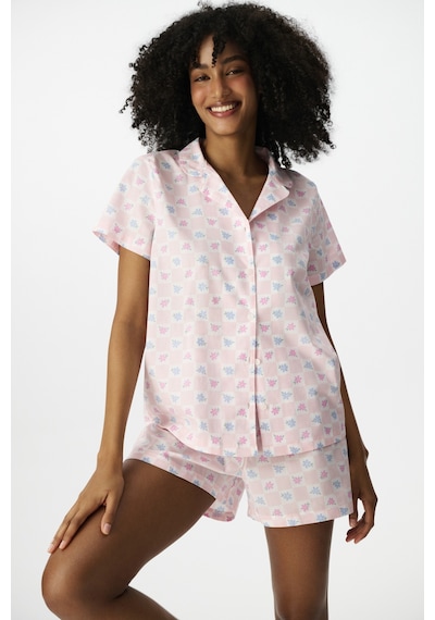 Penti Kırık Beyaz Travel Flowers Pamuklu Gömlek Şortlu Pijama Takımı