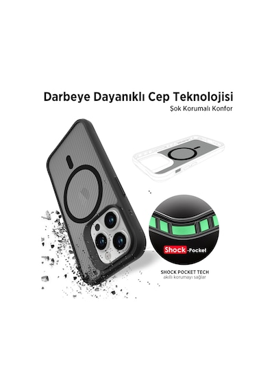 Bix Apple Uyumlu iPhone 13 Pro Carbon Fiber Force Magsafe Kılıf Anti-şok Teknolojili Kamera Ve Ekran Korumalı Bix Apple Uyumlu iPhone 13 Pro Carbon Fiber Force Magsafe Kılıf Anti-şok Teknolojili Kamera Ve Ekran Korumalı