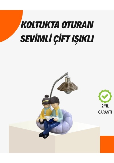 Hubrendy Tekno Sevgiliye Özel Çift Figürlü Led Masa Lambası Okuyan Çift Tasarım Diğer