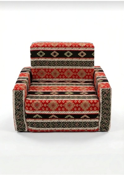 Çocuk Koltuğu Komple Sünger Katlanabilir Yataklı Minder Yatak 0-4 Yaş Siyah Kilim Desen Standart