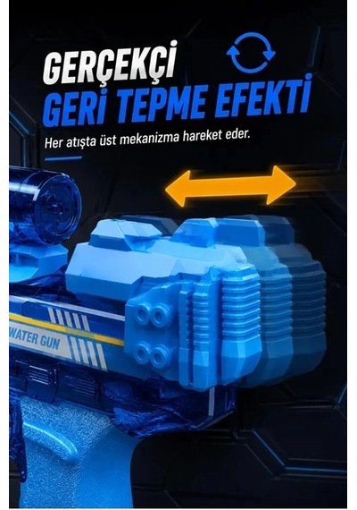 Mep Sarjlı Otomatik Su Tabancası Led Işıklı Geniş Su Hazneli Gerçekçi Geri Tepme Efektli Uzak Menzilli Najmaddin Standart