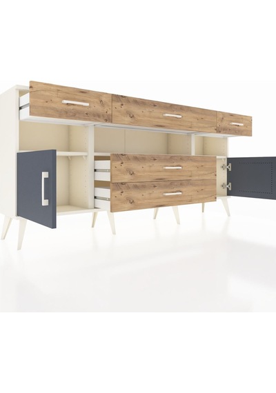 Arges Konsol 3 Raflı 5 Çekmeceli 2 Kapaklı 176x30x83 Aytaşı-antrasit/çam Antrasit/çam Arges Konsol 3 Raflı 5 Çekmeceli 2 Kapaklı 176x30x83 Aytaşı-antrasit/çam Antrasit/çam