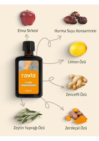 Ravla R Tonik Elma Sirkeli Bitkisel İçecek - 250ml