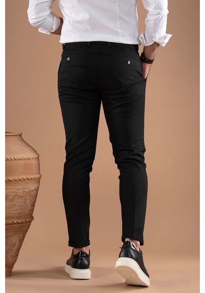 Slimfit Tek Pileli Dar Paça Fermuar Detaylı Kışlık Kumaş Pantolon 001