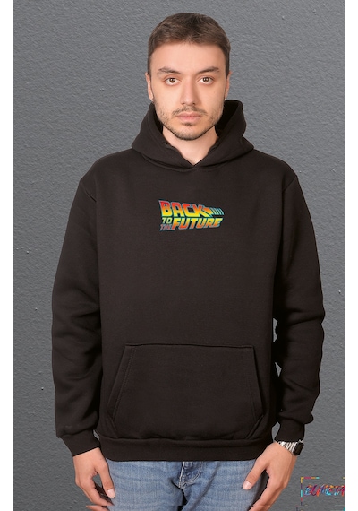 Bumeta Back To The Future Film Geleceğe Dönüş Sweatshirt Unisex Kapüşonlu Hoodie Siyah