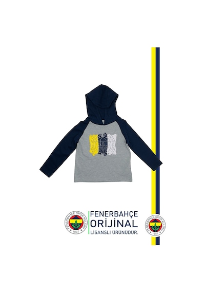 Fenerium Fenerbahçe Lisanslı Kapüşonlu Lacivert Gri Çocuk Sweat Ahşap Kutulu Lacivert