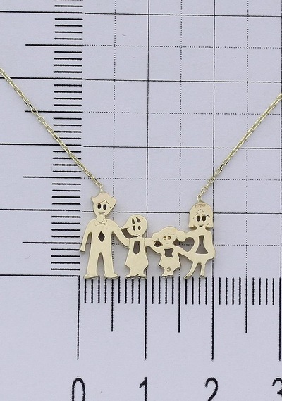 Altın Mutlu Aile Kolye Sarı