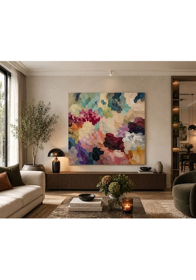 Modern Soyut Renk Harmoni Tablosu Çerçevesiz Premium Kanvas Duvar Dekoru Yatak Odası, Salon, Oturma Odası Ve Ofis İçin Şık Dekoratif Tablo