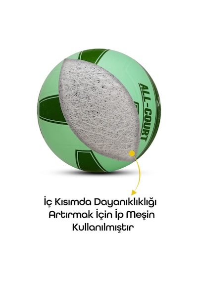All Court Voleybol Topu Pompa Dahil Set Kauçuk Dikişsiz Yekpare Üretim İç Dış Mekan No:5 Yeşil Yeşil