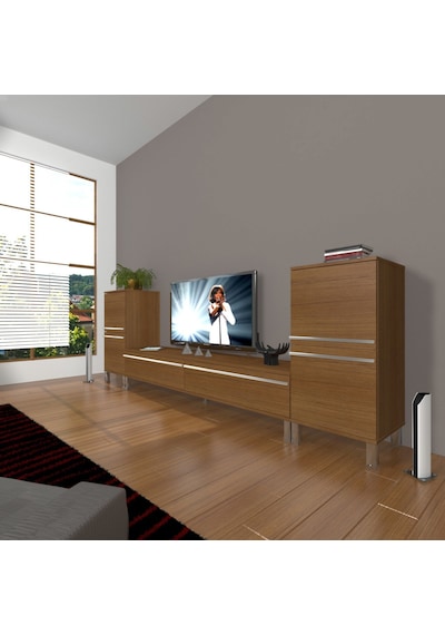 Decoraktiv Eko On2 Mdf Std Krom Ayaklı Tv Ünitesi Tv Sehpası Ceviz