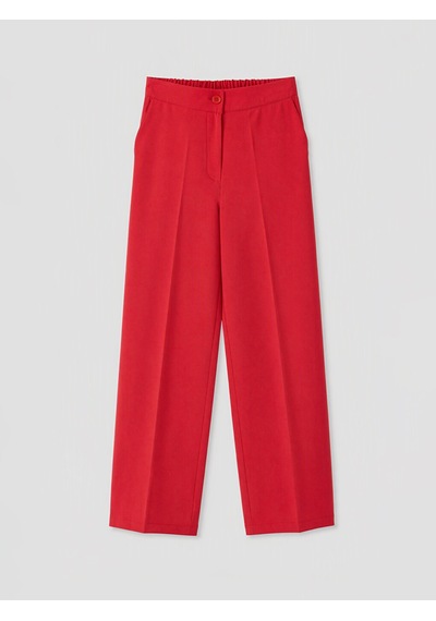 Lcw Modest Kırmızı Beli Lastikli Geniş Paça Kadın Pantolon