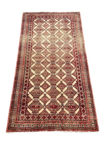 El Dokuma Eskitme Vintage İran Halısı 94x177 Kiremit Krem Yün Kiremit