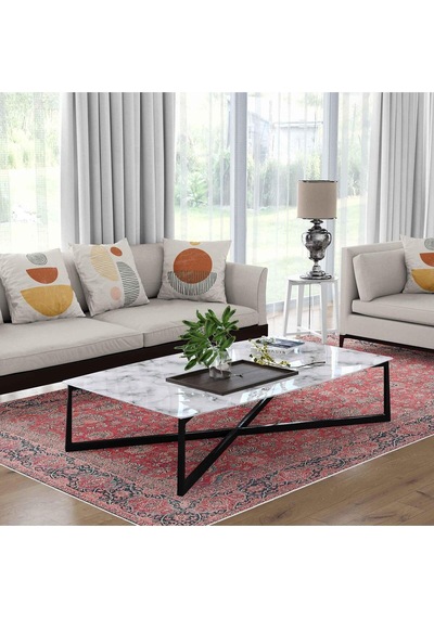 Kaymaz Taban Yıkanabilir Halı Mutfak, Salon, Yatak Odası İçin Modern Dijital Baskı Halı Slnhalı43 - 168 Çok Renkli
