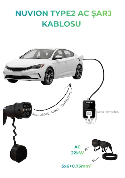 Elektrikli Araç Type 2 Ac Şarj Kablosu+ 3'lü Priz Uzatmalı V2l/byd-skywell Uyumlu