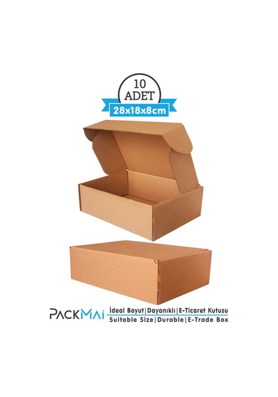 E-ticaret Kargo Kutusu 28x18x8cm 10'lu Paket Kraft 28 X 18 X 7 10'lu Taşıma Kolisi Tr Alc Ambalaj