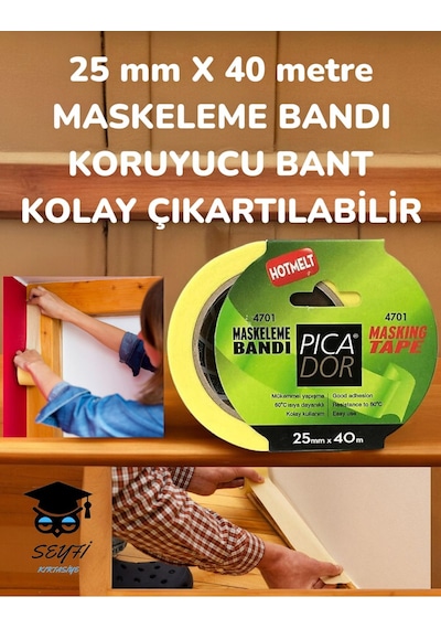 25 Mm X 40 Metre Maskeleme Bandı Koruyucu Bant Kolay Çıkartılabilir Diğer