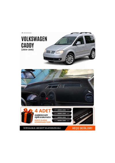 Volkswagen Caddy 2004-2010 Uyumlu Torpido Koruma, Torpido Örtüsü, Torpido Kılıfı - Siyah - Vw002