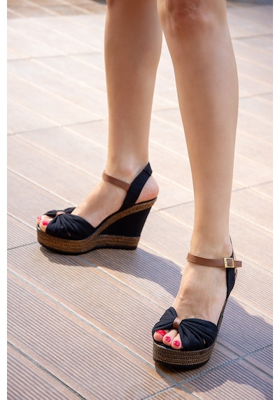 Fox Shoes Siyah Kadın Dolgu Topuklu Ayakkabı 9674071005 Siyah