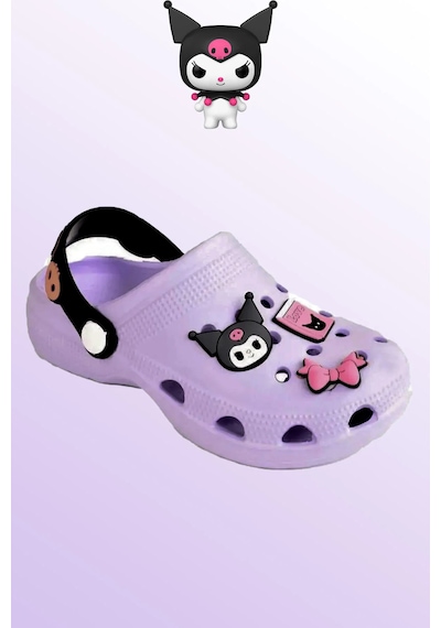 Kids World Kuromi Karakter Kız Çocuk Önü Kapalı Havuz Plaj Sokak Terliği Mor