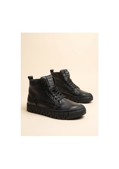 Bafaş Ayakkabı 038601 Siyah Hakiki Dana Derisi Bilekli Erkek Sneaker