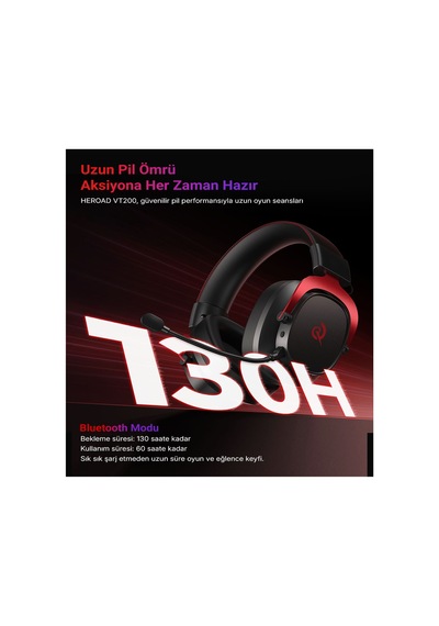 Heroad Vt200 6.0 Gaming Oyuncu Kulaklığı 53 Mm - Protein Deri 7.1 Surround 3 Mod 3.5mm, 2.4ghz, Bt