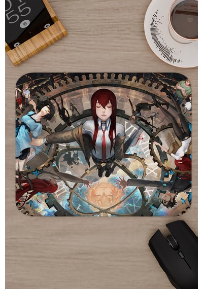 Steins Gate Kaymaz Dikişli Kauçuk Oyuncu Mousepad V5 - 22x18 Gaming Mouse Pad Fare Altlığı