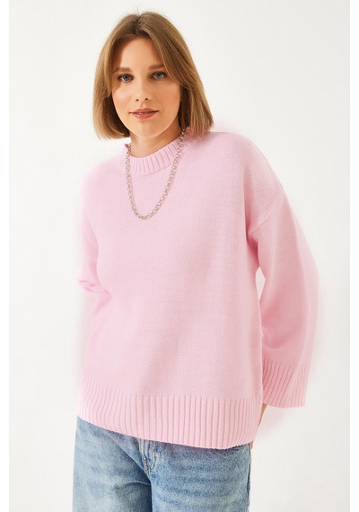 Shade Kadın Oversize Basic Triko Kazak 20247601 - Pembe
