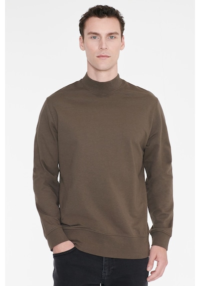 Ac&Co / Altınyıldız Classics Erkek Hakı Pamuklu Standart Fit Normal Kesim Yarım Balıkçı Yaka Sweatshirt Haki