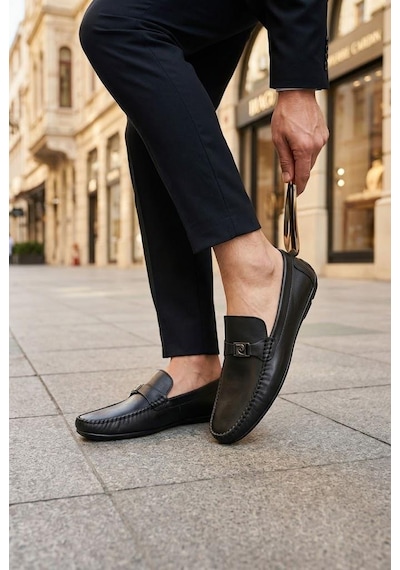 Pierre Cardin 90305 Rahat Esnek Hakiki Deri Erkek Loafer Ayakkabı Siyah