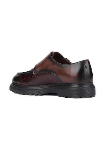 Shoetyle - Bordo Croco Deri Tokalı Erkek Klasik Ayakkabı 250-1616-761-bordo Bordo