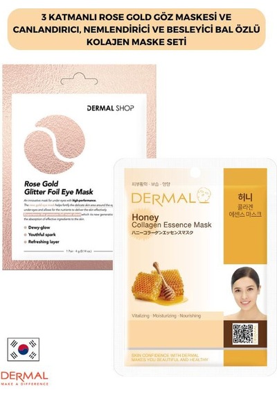 Dermal 3 Katmanlı Rose Gold Göz Maskesi + Bal Özlü Kolajen Maskesi