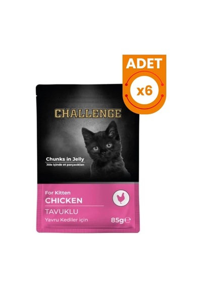 Challenge Tavuklu Pouch Yavru Konserve Kedi Maması 6 Adet 85 Gr