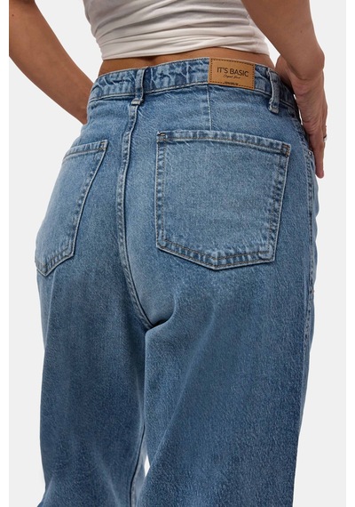 it's basic Kadın Mavi 4s6-4 Relax Fit Esnek Kumaş Denim Jean