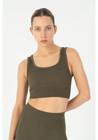 Maraton Slimfit Kadın Düz Yaka Haki- Bra Haki-