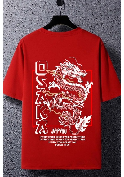 Unisex Osaka Baskılı T-shirt Kırmızı