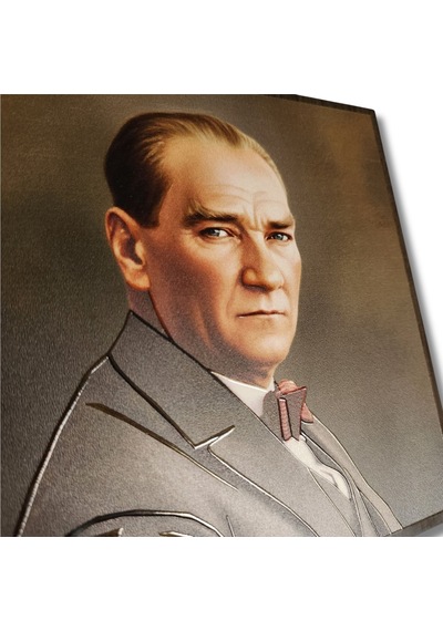 Atatürk Masaüstü Ahşap Tablo - Kabartmalı Baskı Şık Hediyelik 16x16 Cm No 2 3 Parça