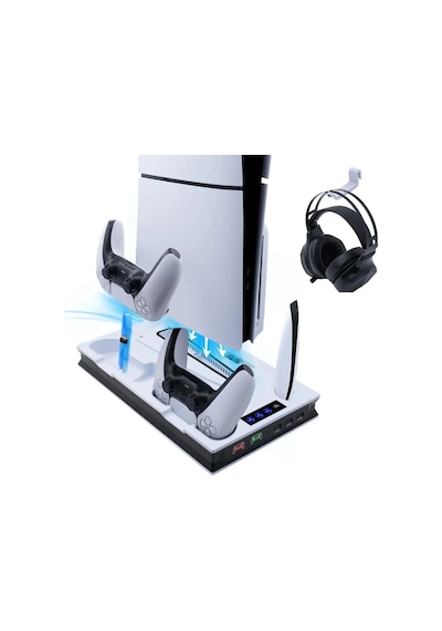 Ps5 Slim Pro Fonksiyonel Fanlı Şarj Standı Led Göstergeli Dijital Ve Cd Li Sürüm Uyumlu Yh60
