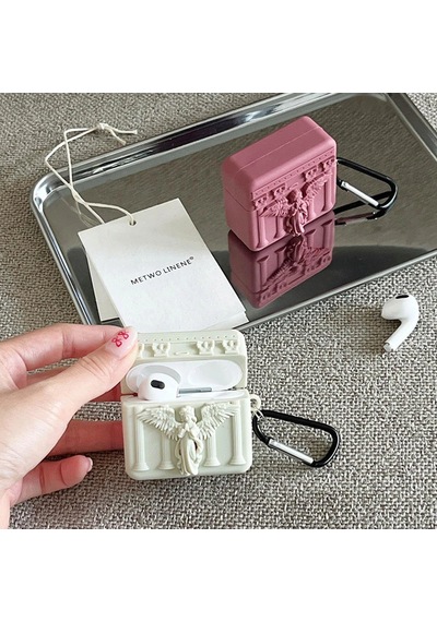Caseonn Apple Uyumlu AirPods 2/1. Nesil Kılıf Antik Melek Bordo