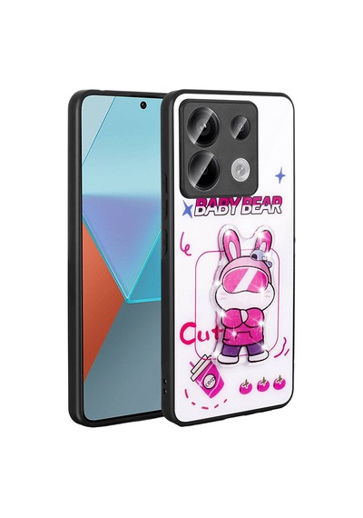 Goocamp Redmi Note 13 Pro 5g Kılıf Parlayan Kabartmalı İkonik Figürlü Amas Silikon K Beyaz