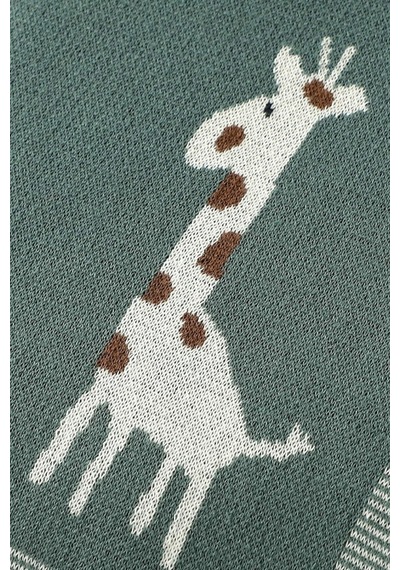 Kız Ve Erkek Bebek Için Triko Örgü Bebek Battaniyesi Yeşil Zürafaa 90cm X110cm Yesıl4 Yesıl4