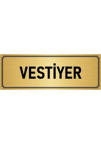 Özarslan Dizayn Metal Yönlendirme Levhası Departman Kapı İsimliği Vestiyer 5x20 Cm Altın Renk