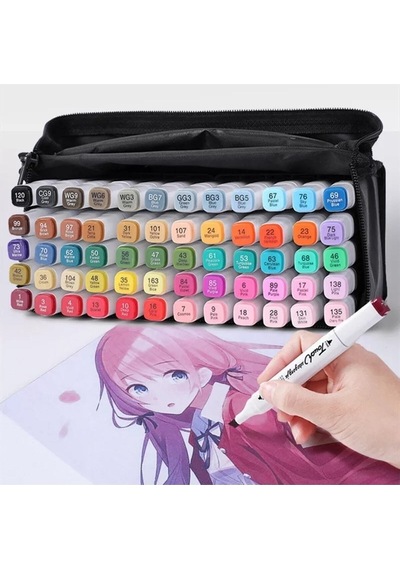 Touch Sketc 60 lı marker kalem seti çift taraflı taşınabilir çanta