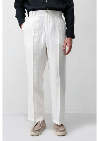 Antioch Lyocell Relaxed Fit Pileli Erkek Pantolon Ekru