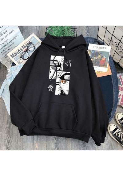Pain Naruto Kapşonlu Sweatshirt Siyah